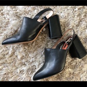 Topshop black leather-like mules